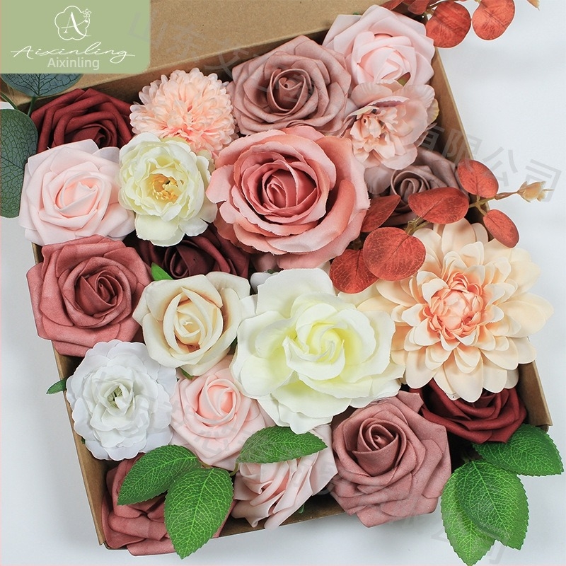 Cutie cadou cu flori artificiale de trandafir simulat transfrontalier din fabrică pentru decorarea desktopului de nuntă DIY, logodnă, petrecere