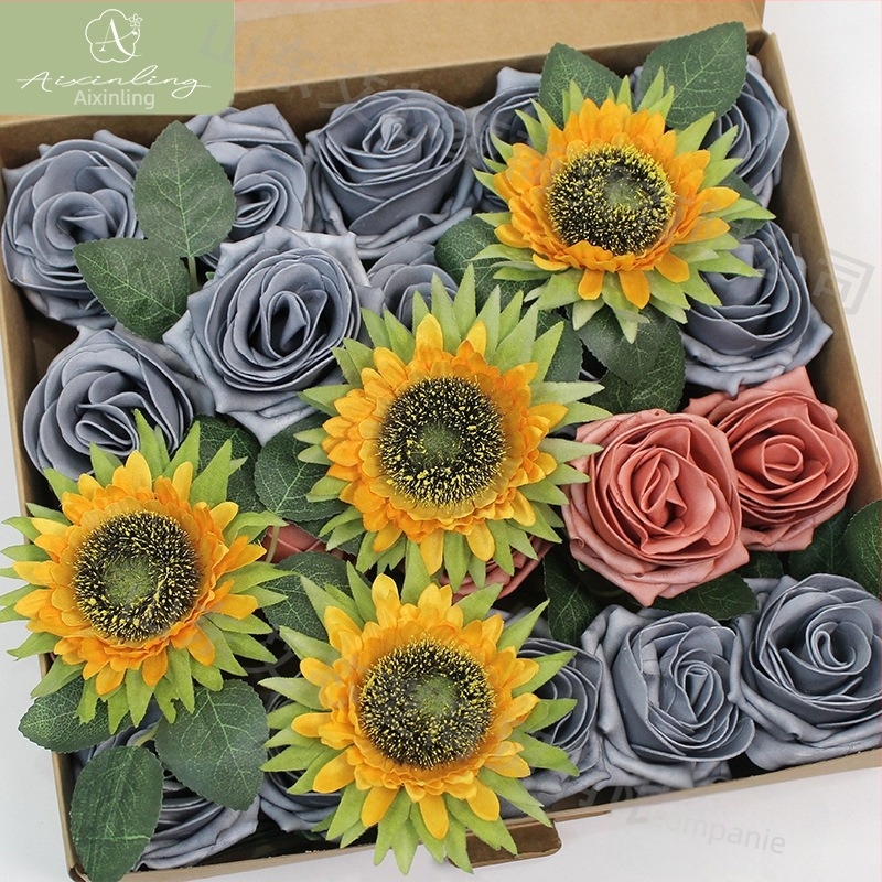 Cutie cadou cu flori artificiale de trandafir simulat transfrontalier din fabrică pentru decorarea desktopului de nuntă DIY, logodnă, petrecere