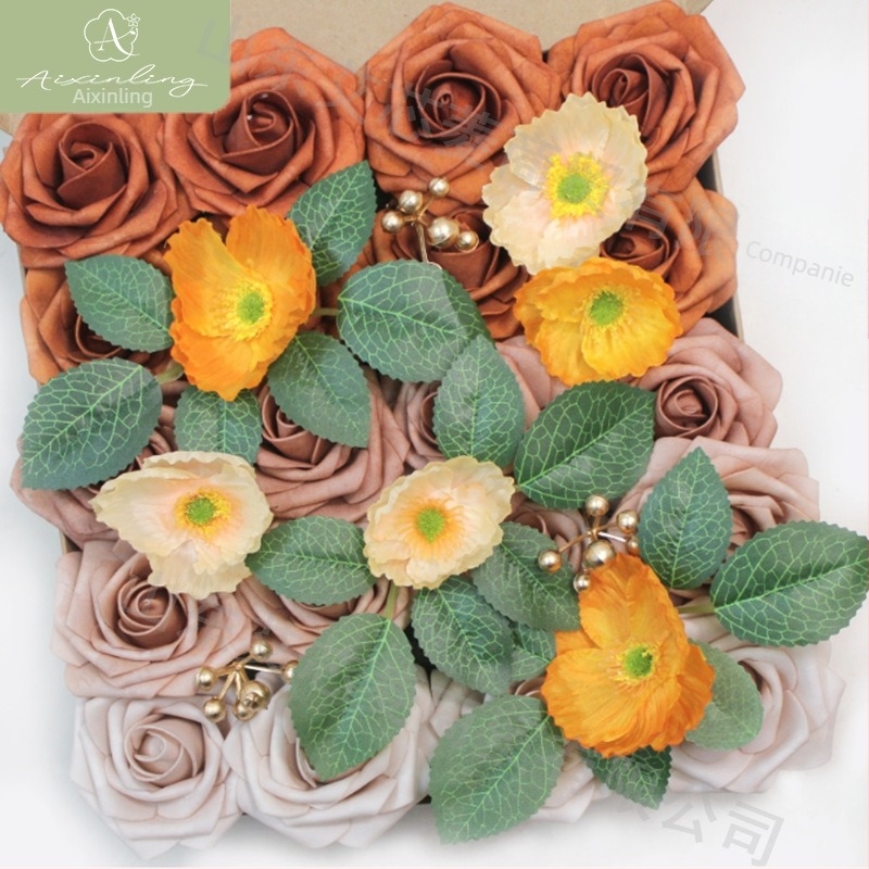 Cutie cadou cu flori artificiale de trandafir simulat transfrontalier din fabrică pentru decorarea desktopului de nuntă DIY, logodnă, petrecere