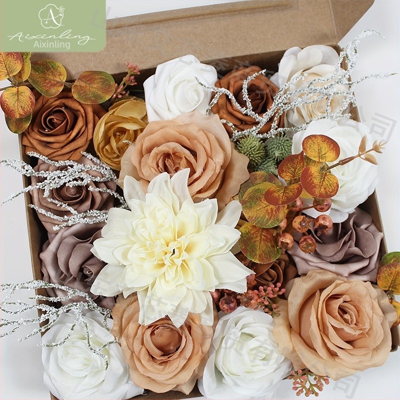 Cutie cadou cu flori artificiale de trandafir simulat transfrontalier din fabrică pentru decorarea desktopului de nuntă DIY, logodnă, petrecere