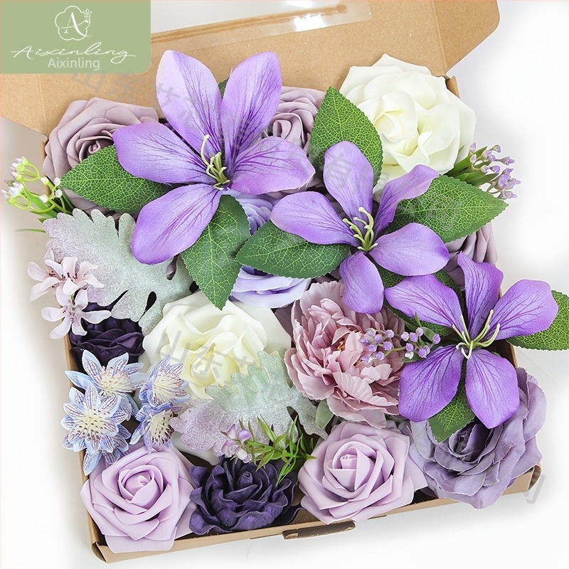 Cutie cadou cu flori artificiale de trandafir simulat transfrontalier din fabrică pentru decorarea desktopului de nuntă DIY, logodnă, petrecere