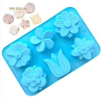 Minghao 6 forme de tort din silicon în formă de floare, diferite, pentru copt, forme de tort din silicon, DIY, pentru săpun, forme de lalea