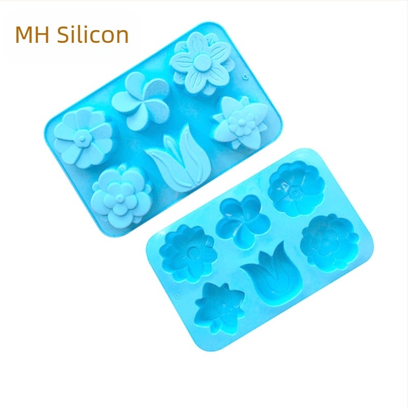 Minghao 6 forme de tort din silicon în formă de floare, diferite, pentru copt, forme de tort din silicon, DIY, pentru săpun, forme de lalea