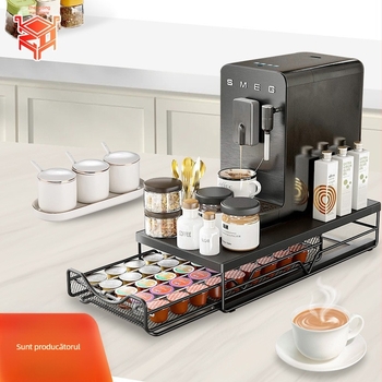 Capsule de cafea, sertar de birou, raft de depozitare pentru acasă, bucătărie, extragibil, bază de depozitare simplă pentru aparat de cafea, fier de călcat