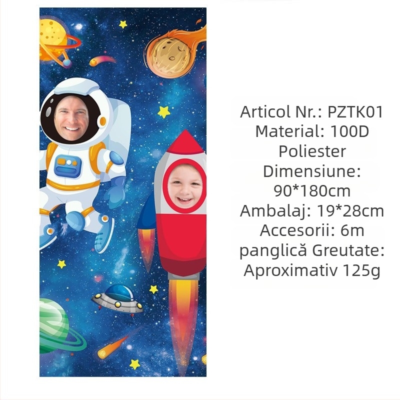 Recuzită foto distractivă în spațiu, banner pentru petrecere de ziua de naștere, decorațiuni pentru petrecere, banner pentru petrecere, fotografie foto, ușă din poliester