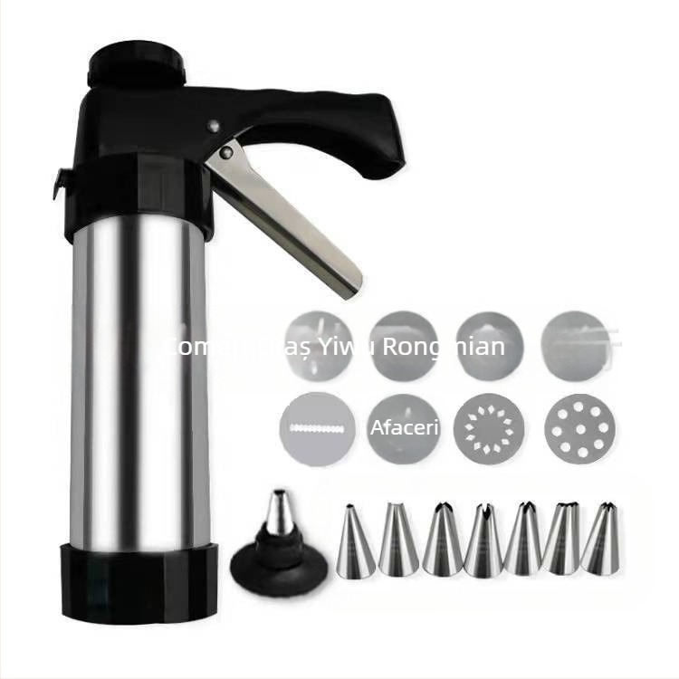 Pistol pentru fursecuri, Mașină de extrudat biscuiți, Pistol pentru decorat cremă, Duză de decorat, Instrument de copt fasole topită, Set matriță de uz casnic