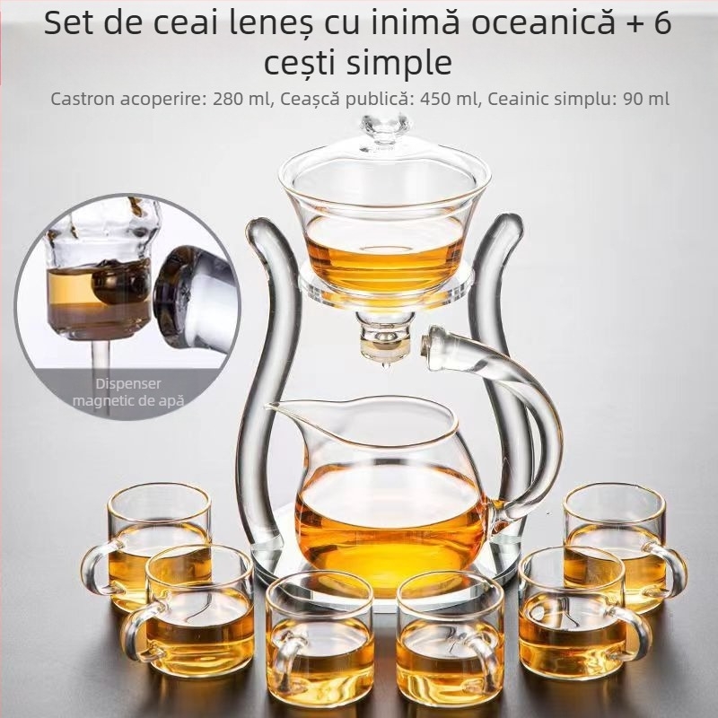 Set de ceai leneș, ceainic magnetic, set de ceai din sticlă, aparat de ceai semiautomat magnetic, birou și casă