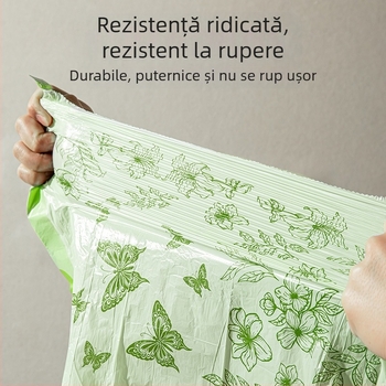 Saci de gunoi din mugwort, 100 de bucăți, tip cordon de uz casnic, saci de gunoi anti-rupere, îngroșați și nu se rup ușor, saci de gunoi cu cordon