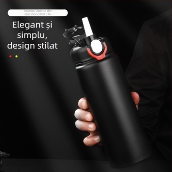 Termos de mare capacitate, din oțel inoxidabil 316, pentru bărbați și femei, portabil, pentru sporturi studențești, cu paie în aer liber, portabil