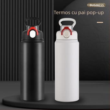 Termos de mare capacitate, din oțel inoxidabil 316, pentru bărbați și femei, portabil, pentru sporturi studențești, cu paie în aer liber, portabil