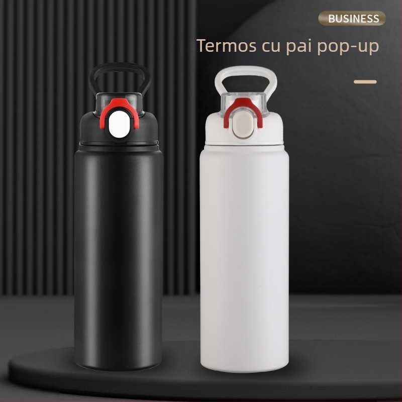 Termos de mare capacitate, din oțel inoxidabil 316, pentru bărbați și femei, portabil, pentru sporturi studențești, cu paie în aer liber, portabil