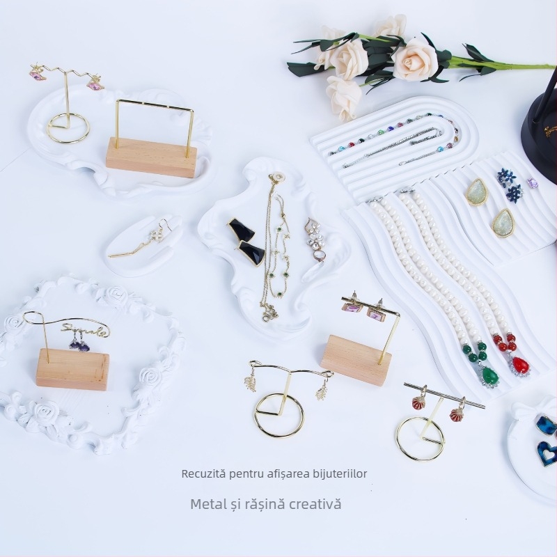 Suport de bijuterii din rășină aurie creativă la fața locului transfrontalieră, suport de afișare pentru bijuterii, inel, cercei, colier, brățară