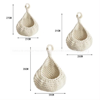 Sac de fructe croșetat din sfoară de bumbac, plasă cu design cuib de pasăre, pentru depozitare