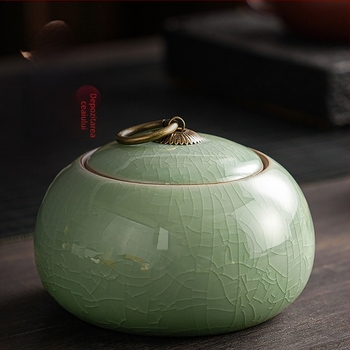 Borcan de ceai Ge pentru cuptor, sigilat, ceramic, mic, portabil, pentru ceai celadon, Pu'er, borcan de depozitare, en-gros de uz casnic