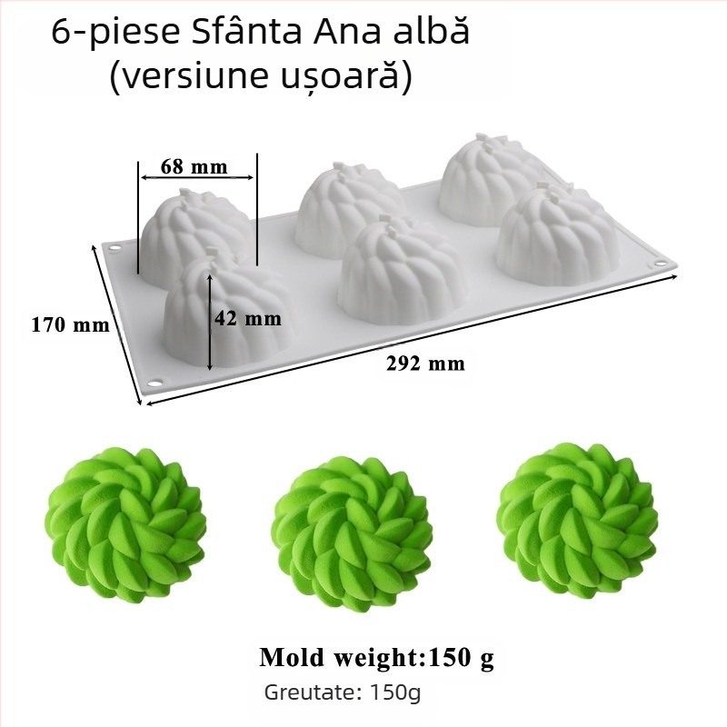 Shenhong alb 6 chiar Santa Anna floare tort silicon mucegai dressing suprafață sablare mousse DIY franceză desert copt