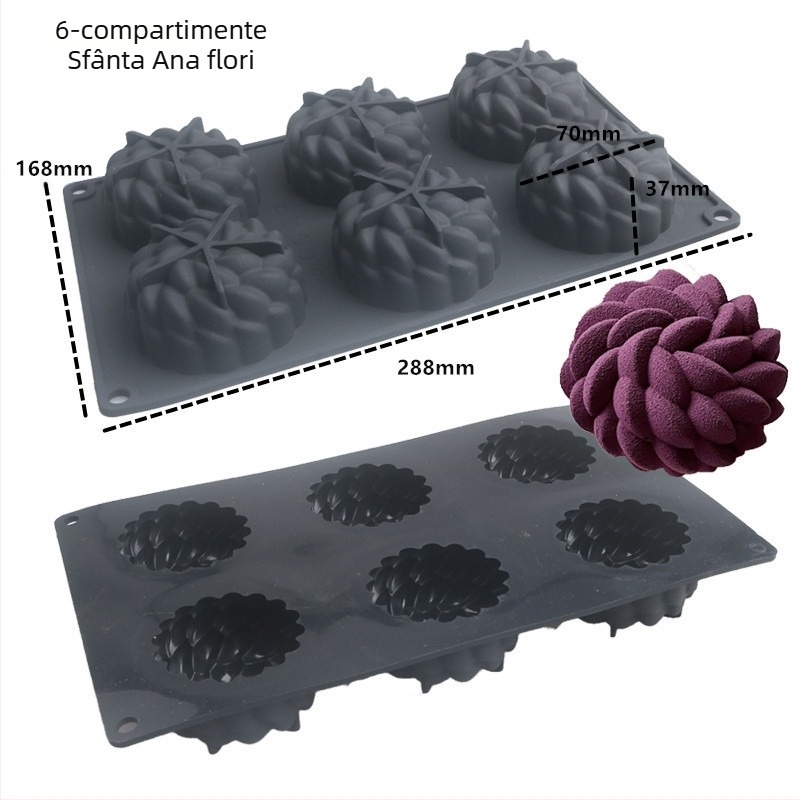Shenhong alb 6 chiar Santa Anna floare tort silicon mucegai dressing suprafață sablare mousse DIY franceză desert copt