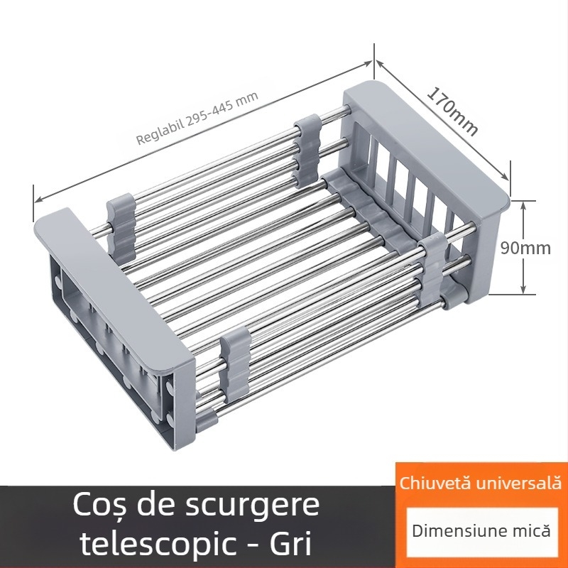 Chiuvetă de bucătărie din oțel inoxidabil, raft de depozitare pentru chiuvetă, bol de vase și bețișoare, coș de scurgere pentru legume, bazin de scurgere pentru chiuvetă, suport pentru vase de bucătărie, raft de depozitare pentru chiuvetă