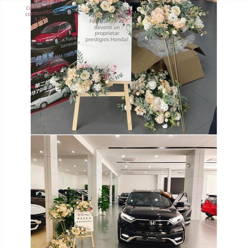 Livrare auto ceremonie fereastră nuntă decor stil flori artificiale decor flori false 4s magazin bun venit Kt marca coloană romană decor
