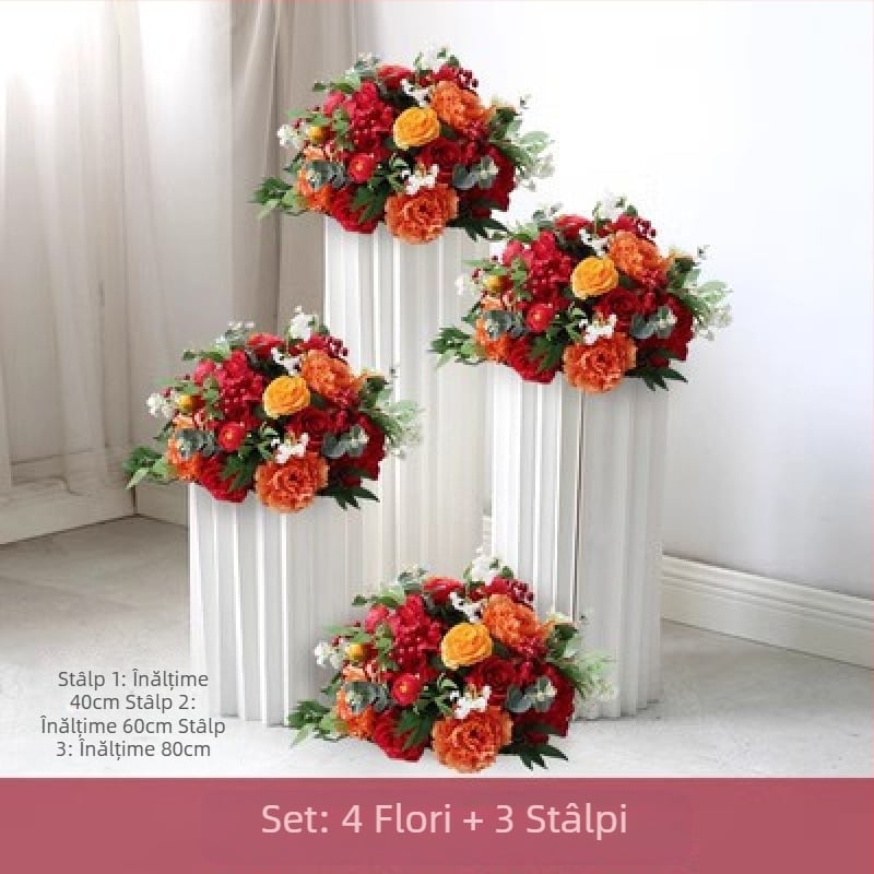 Livrare auto ceremonie fereastră nuntă decor stil flori artificiale decor flori false 4s magazin bun venit Kt marca coloană romană decor