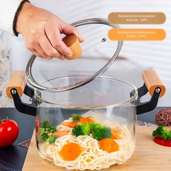 Oală cu conținut ridicat de borosilicat, oală din sticlă cu două mânere, oală pentru supă cu flacără deschisă, oală pentru tocană, oală pentru supă pentru uz casnic, rezistentă la temperaturi ridicate, aragaz electric ceramic, aburitor, aragaz cu inducție