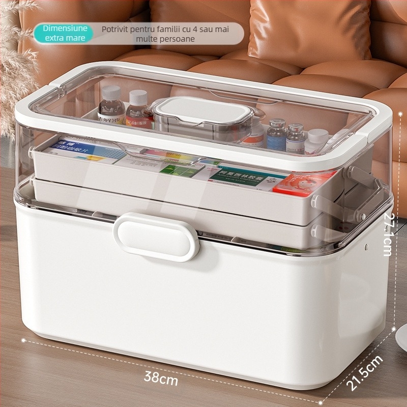 Cutie de medicamente pentru acasă, cutie de medicamente de uz casnic, capacitate mare, cutie de depozitare medicală multistrat pentru copii, cutie de prim ajutor, cutie mică de medicamente