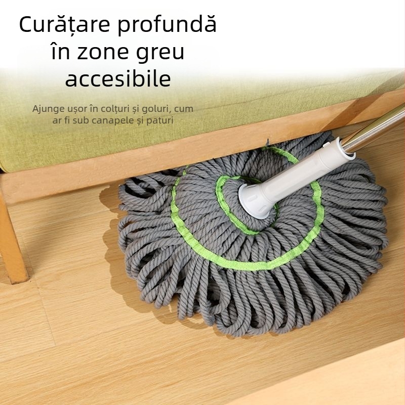 Mop rotativ Bicaso, cap de înlocuire pentru mop durabil, fără mâini, pentru uz casnic, umed și uscat, cu dublă utilizare