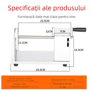 Mașină comercială din oțel inoxidabil pentru turnul de cartofi, mașină manuală pentru turnul de cartofi, feliator de cartofi, mașină de chipsuri de cartofi, mașină de cartofi, mașină ciclon pentru cartofi
