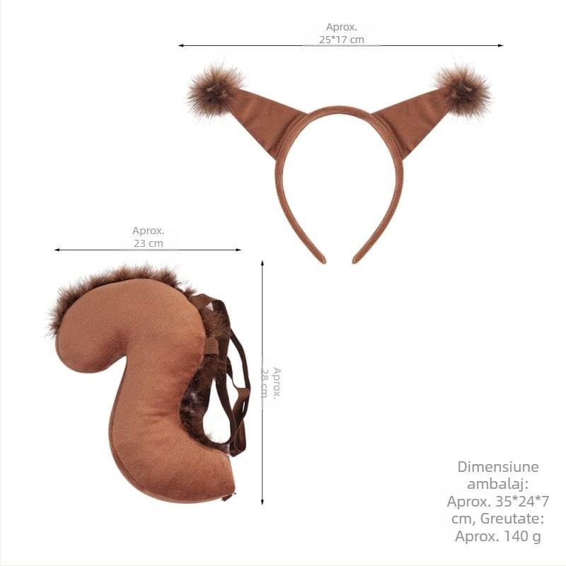 Nou costum de veveriță cu bandă de susținere Halloween Paște animale cu bandă de susținere copii desene animate drăguț plush ball headwear