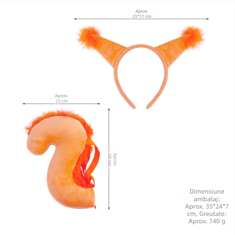 Nou costum de veveriță cu bandă de susținere Halloween Paște animale cu bandă de susținere copii desene animate drăguț plush ball headwear