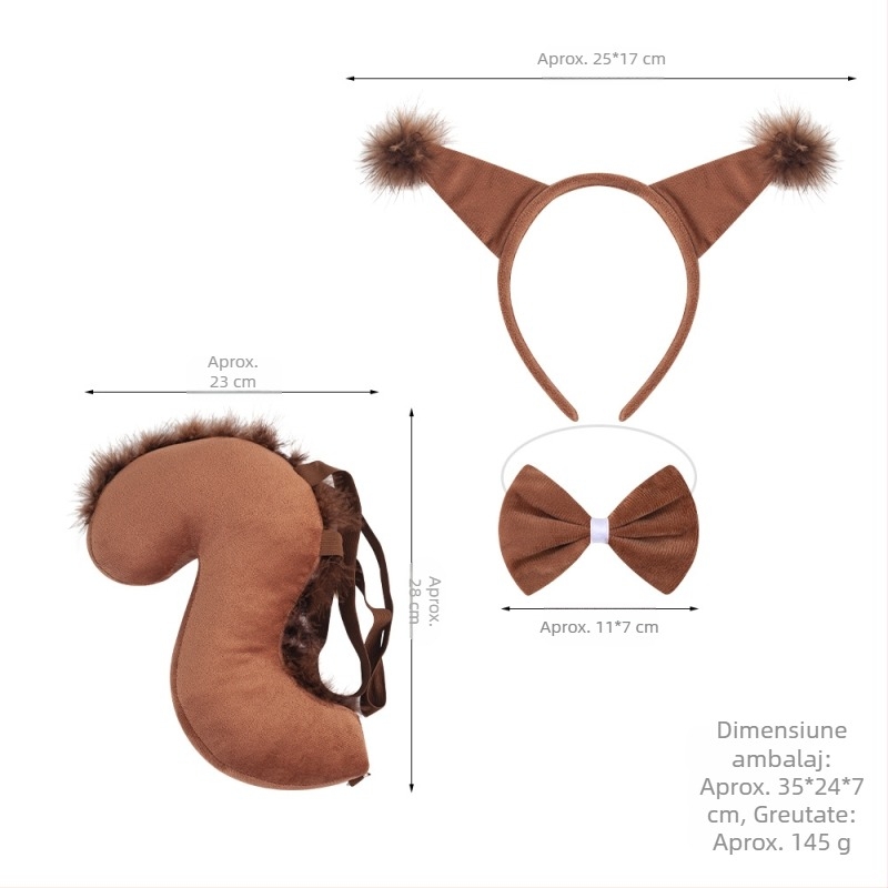 Nou costum de veveriță cu bandă de susținere Halloween Paște animale cu bandă de susținere copii desene animate drăguț plush ball headwear