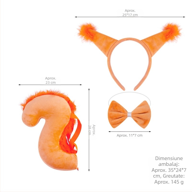 Nou costum de veveriță cu bandă de susținere Halloween Paște animale cu bandă de susținere copii desene animate drăguț plush ball headwear