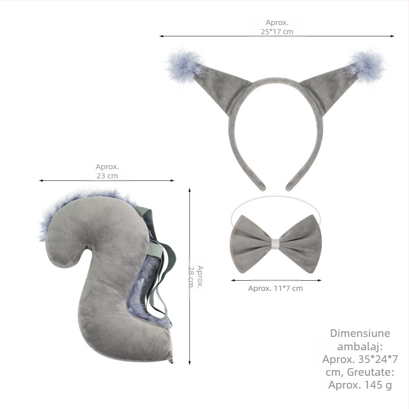 Nou costum de veveriță cu bandă de susținere Halloween Paște animale cu bandă de susținere copii desene animate drăguț plush ball headwear