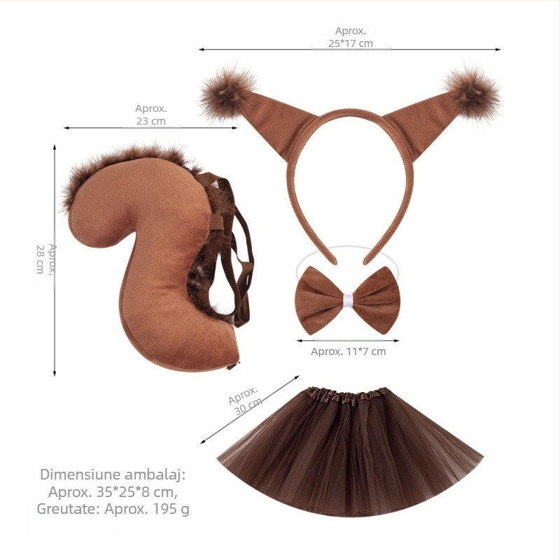 Nou costum de veveriță cu bandă de susținere Halloween Paște animale cu bandă de susținere copii desene animate drăguț plush ball headwear