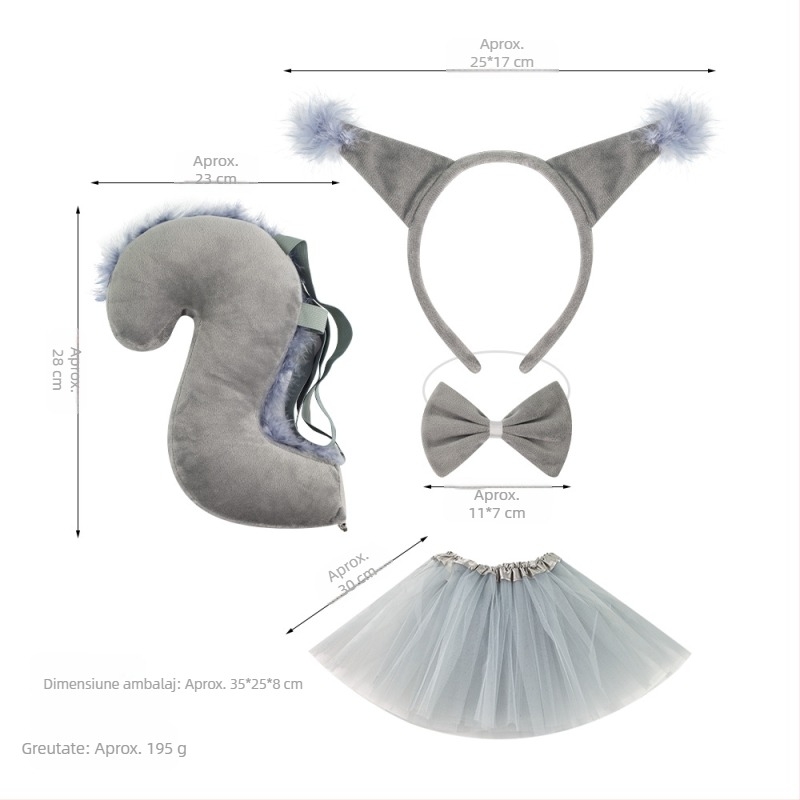 Nou costum de veveriță cu bandă de susținere Halloween Paște animale cu bandă de susținere copii desene animate drăguț plush ball headwear