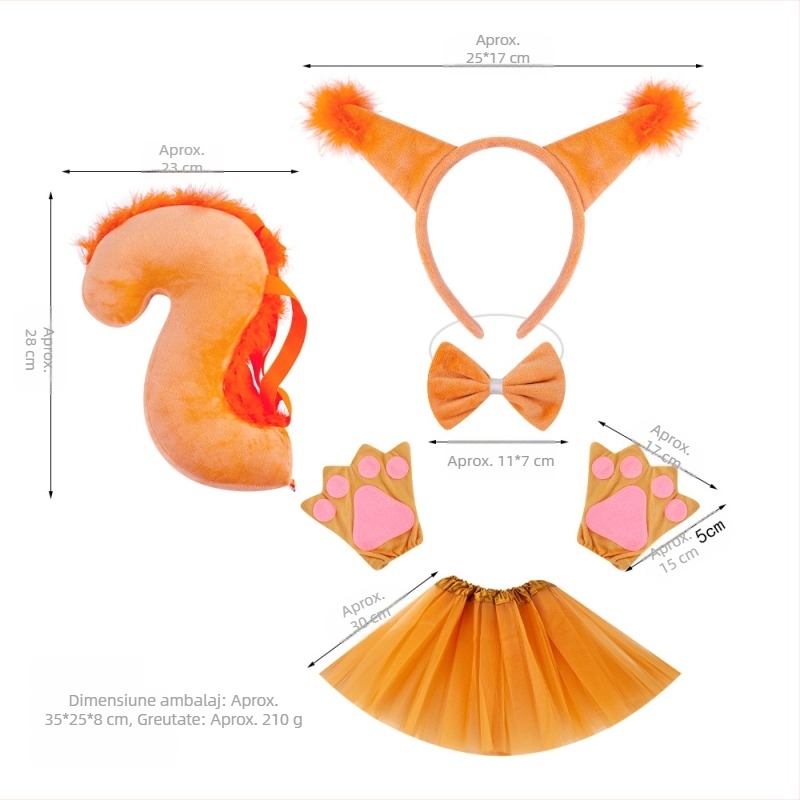 Nou costum de veveriță cu bandă de susținere Halloween Paște animale cu bandă de susținere copii desene animate drăguț plush ball headwear