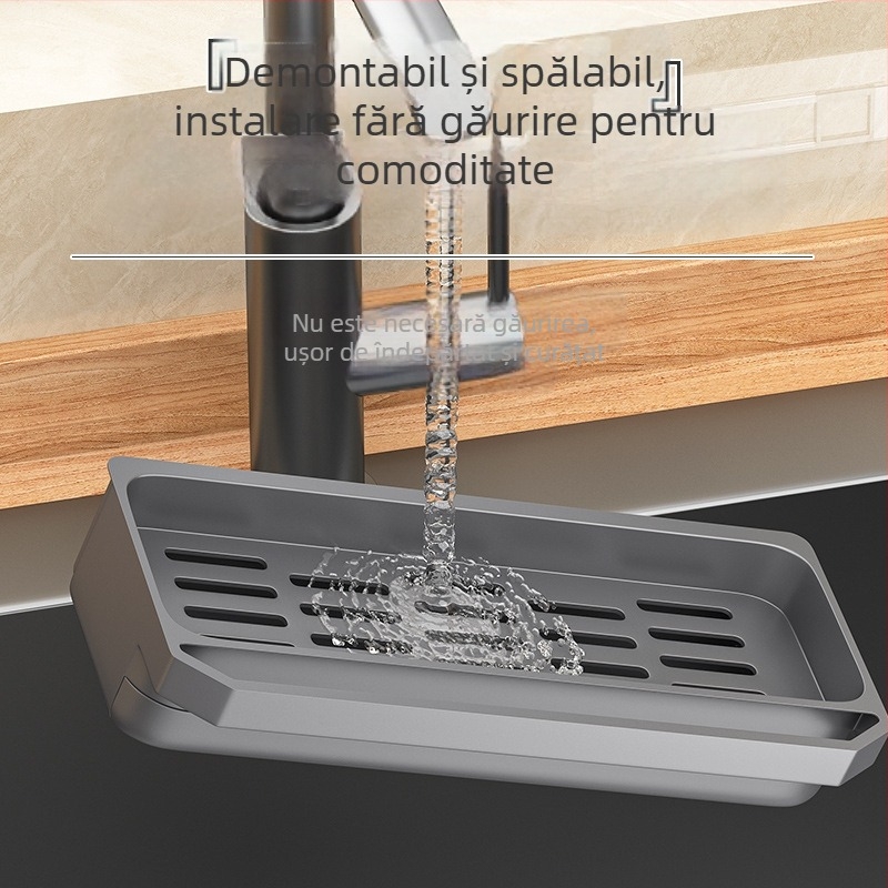 Raft de depozitare pentru chiuvetă de bucătărie, raft de perete suspendat, burete multifuncțional, chiuvetă, robinet, depozitare, artefact din plastic