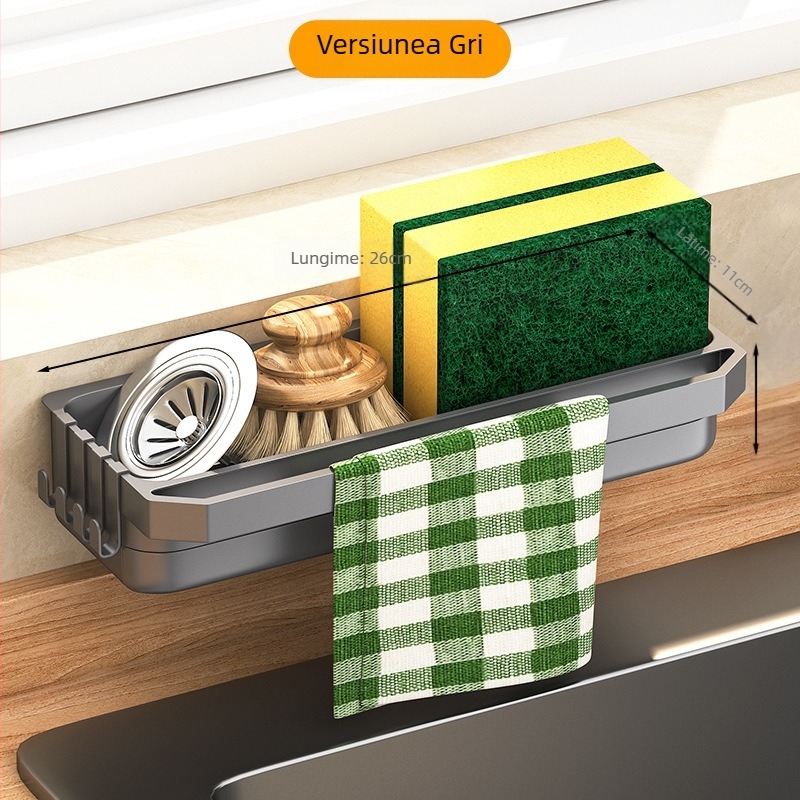 Raft de depozitare pentru chiuvetă de bucătărie, raft de perete suspendat, burete multifuncțional, chiuvetă, robinet, depozitare, artefact din plastic
