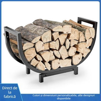 Raft de depozitare a lemnelor de foc, raft metalic pentru stivă de lemne de foc, raft de depozitare a lemnelor, raft de depozitare și organizare a lemnelor de foc pentru șemineu interior, afișaj din lemn