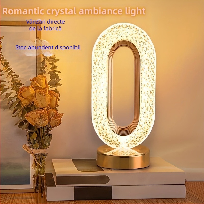Lampă de masă acrilică creativă transfrontalieră, cu încărcare tactilă, lumină variabilă în trei culori, potrivită pentru dormitor, living, studiu