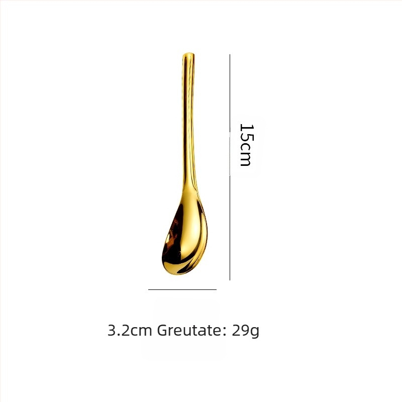 Lingură din oțel inoxidabil 304, lingură aurie în stil japonez, lingură pentru copii, lingură pentru bebeluși, lingură pentru supă și masă, lingură rotundă cu fund mic