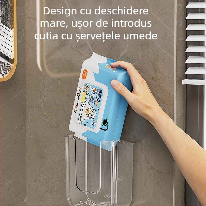 Cutie de depozitare pentru șervețele cu ventuză, cutie pentru șervețele, cutie de perete pentru spălarea feței, cutie de bucătărie pentru toaletă, cutie de hârtie agățată
