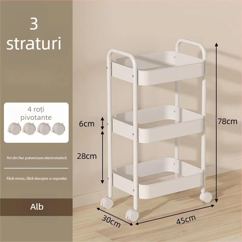 Suport de depozitare pentru cărucior, bucătărie, baie, dormitor, gustări, sufragerie pentru copii, mobil, pe podea, cu mai multe straturi, suport de depozitare