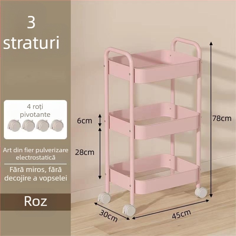 Suport de depozitare pentru cărucior, bucătărie, baie, dormitor, gustări, sufragerie pentru copii, mobil, pe podea, cu mai multe straturi, suport de depozitare