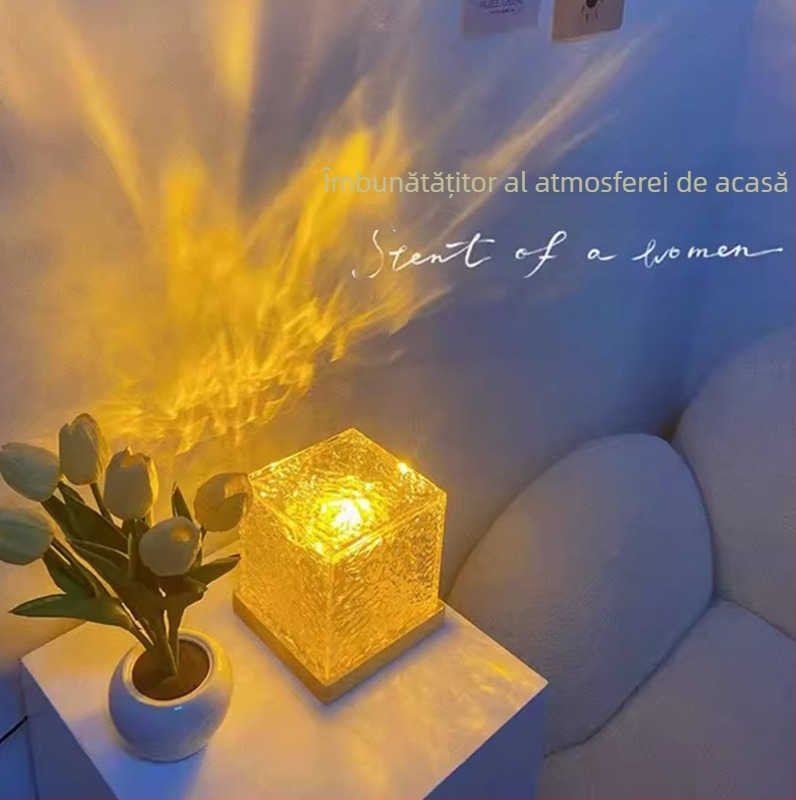 Lumină de noapte LED transfrontalieră Amazon Shadow, lumină de atmosferă cu unduiri de apă, iluminare ambientală, protecție pentru ochi, reglabilă în intensitate reglabilă