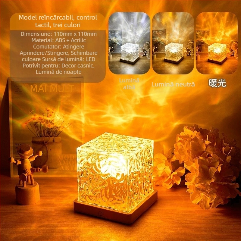 Lumină de noapte LED transfrontalieră Amazon Shadow, lumină de atmosferă cu unduiri de apă, iluminare ambientală, protecție pentru ochi, reglabilă în intensitate reglabilă
