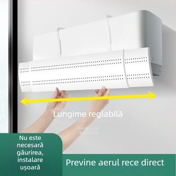 Deflector de vânt pentru aer condiționat de tip B, mărit, pentru parbriz, montat pe perete, tip extensibil, pentru evacuare anti-suflare directă