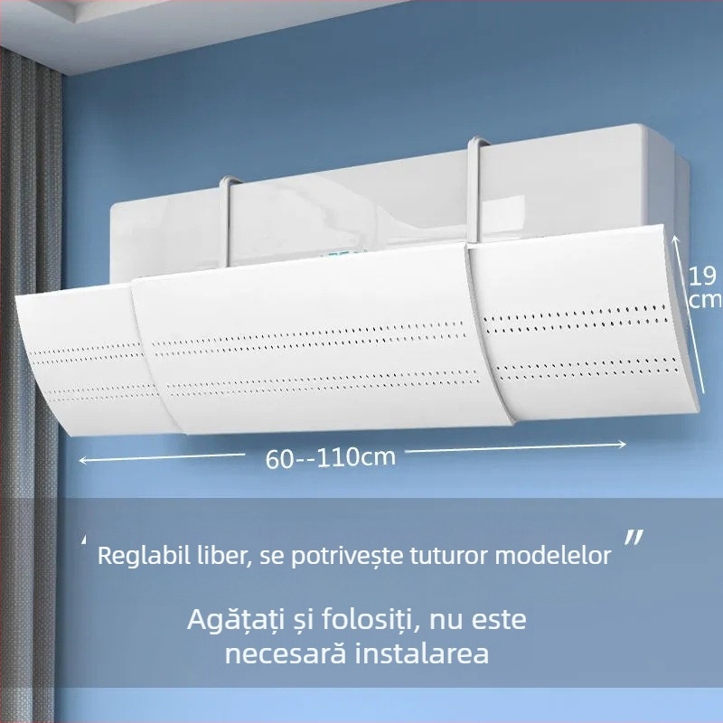 Deflector de vânt pentru aer condiționat de tip B, mărit, pentru parbriz, montat pe perete, tip extensibil, pentru evacuare anti-suflare directă