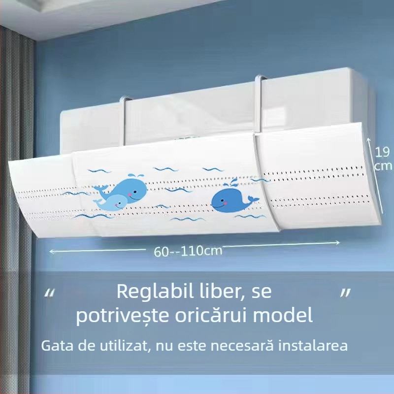 Deflector de vânt pentru aer condiționat de tip B, mărit, pentru parbriz, montat pe perete, tip extensibil, pentru evacuare anti-suflare directă