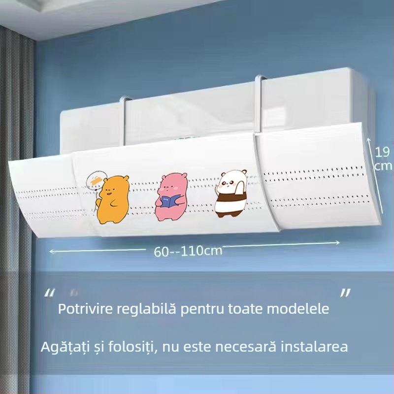 Deflector de vânt pentru aer condiționat de tip B, mărit, pentru parbriz, montat pe perete, tip extensibil, pentru evacuare anti-suflare directă