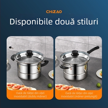 Friteuză din oțel inoxidabil transfrontalieră Amazon, oală multifuncțională pentru supă, oală pentru aburire și fierbere, oală pentru tăiței, cadou en-gros